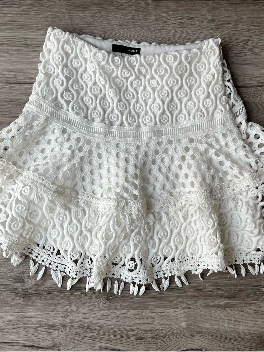 Aqua Ivory Lace Tiered Mini Skirt
